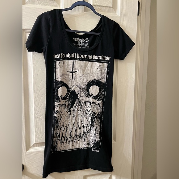 Disturbia Dresses & Skirts - Disturbia Black Graphic Skull Dress with White Gothic Print